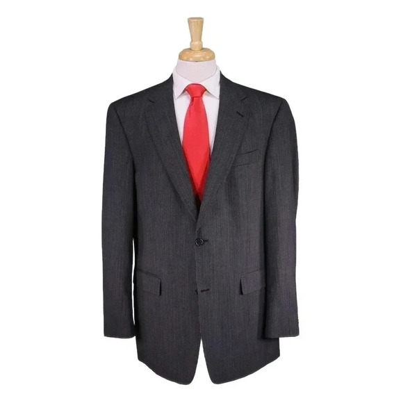 Hart Schaffner Marx Travelor Gray/Black Striped 2-Btn Luxury Wool Suit 42L - Picture 1 of 10